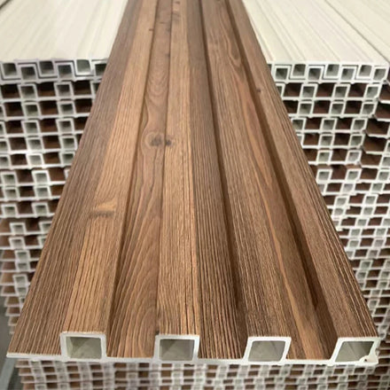 Wooden Grain PVC WPC Fluted Wall Panels Waterproof Fireproof Anti-scratch Easily Clean Low Maintenance Customizable Sizes Indoor