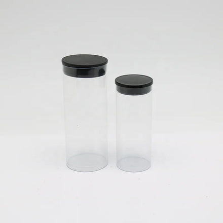 Transparent Plastic Tube Packaging with Custom Labeling Screen Printing Black/White End Caps Customized Size for Gift & Craft