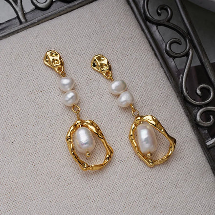 Hot Sale Vintage S925 Sterling Silver Exquisite Pearl Ring Earrings Fine Jewelry for Women