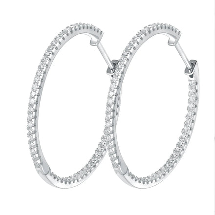 High-End 925 Sterling Silver Stud Earrings 30mm Round Moissanite Hoop Direct From Factory Sales