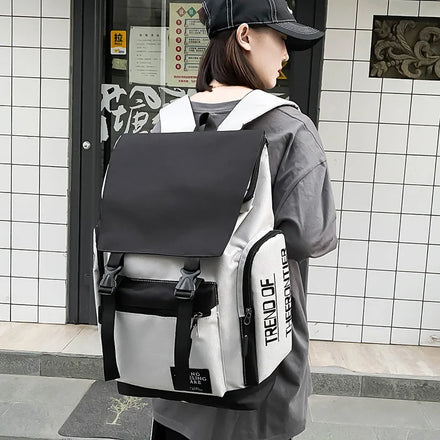 Waterproof Students School Backpack Custom Logo Black White Stylish Boys Shockproof Laptop Bag Large School Backpack