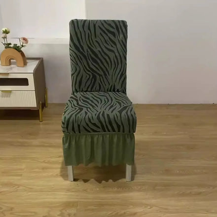 Wholesale New Style Luxury Modern Elastic Full Package Elegant Zebra-Stripe Skirt Chair Cover for Hotel Restaurant Dining Room