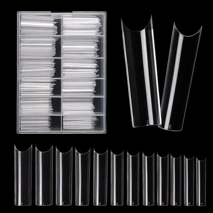 240pcs/Box XXL French Square Straight Nail Tips Long Square Coffin False Nails C Curved ABS Fake Nails Manicure Salon Tools