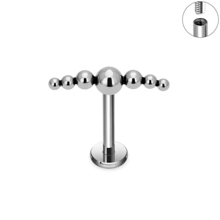 G23 ASTM F136 Titanium Internally Threaded Lip Labret Push Ear Fit in Trio Ball Labret Nose Stud Fashion Body Piercing Jewelry