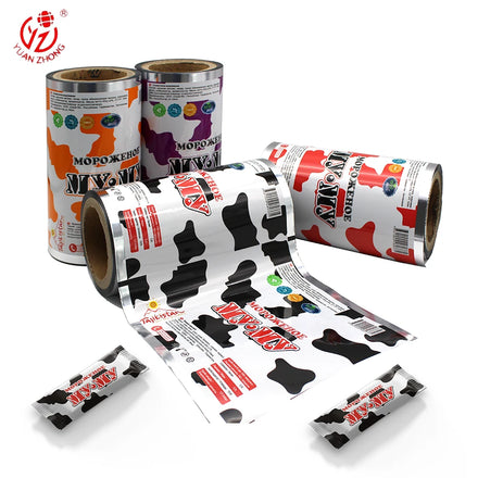 Yuanzhong Custom Print Aluminium Laminated Plastic Film Roll Plastic Foil Packaging Roll BOPP Film Wrap for Popsicle/Ice Cream
