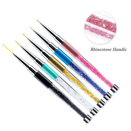 Rhinestone Handle Nail Dotting Painting Drawing Pen Gel Polish Art Liner Design Brushes Set