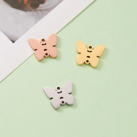 New Hot Selling Hypoallergenic Gold Filled Necklace Stainless Steel Cute Butterfly Pendant Charm for Jewelry Making