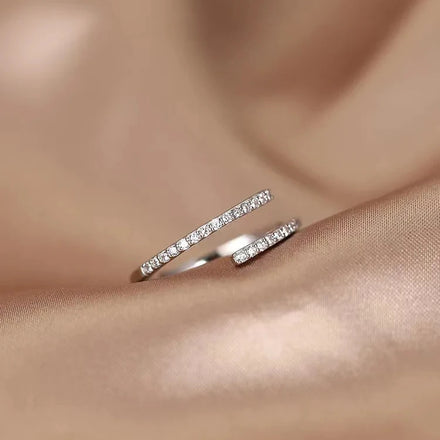 925 Sterling Silver Ins Simple Open Ring Korean Internet Celebrity Design Temperament Versatile Zircon Ring for Women