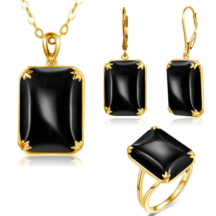 Silver Vintage Women's CMA Plated Fashion Jewellery Set Necklace and Earring Jewelry Set Jewelry Manufacturer Gold Onyx Black