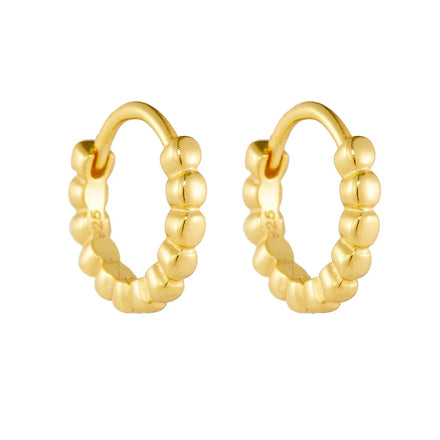 Fashion Jewelry 925 Sterling Silver Earrings Geometric Round Bead Shape Gold Plated Hoop Earrings Women Luxury