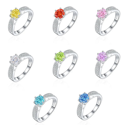Latest Design Rhodium Plated CZ Stones Women Promise Wedding Silver Rings Factory Direct Sale Band Eternity Fine Jewelry