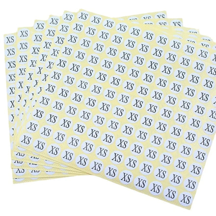 Size With Circle on White Background Adhesive Apparel Size Stickers