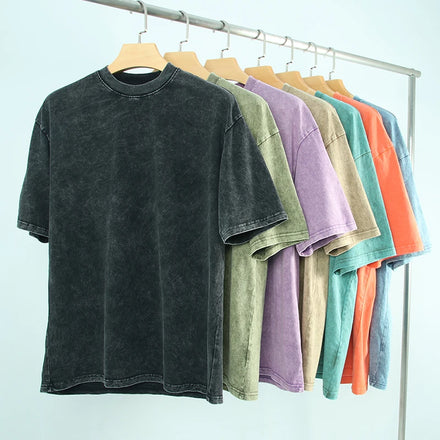 Men's Acid Wash T-shirt Women Distressed Tees Vintage Wash Tshirts Wholesale Custom Unisex Wash Vintage T Shirts
