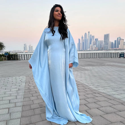 2024 Luxury Latest Abaya Designs Bat Sleeve Robe With Glitter Fabric Adjustalbe Belt Inside Dress for Muslim Women