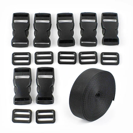 Meetee BK452 2.5cm Adjustable Bag Accessories Black Thickened Nylon Webbing Backpack Accessories Square Plastic Release Buckle