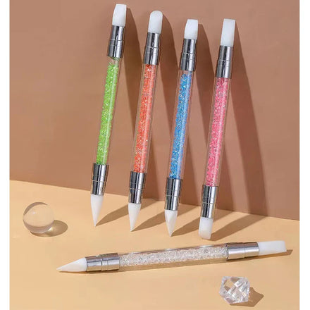 Dual Tipped Eco-Friendly Durable Silicone Rhinestone Nail Polish Carving Pen Head Art Brushes Manicure DIY Brush Dotting Tools