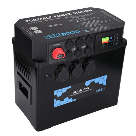 Licitti RV Rechargeable LiFePO4 Battery 3000W Portable Station AC Socket 12V/24V/48V Solar Panel Car Compatible Pure Sine Wave