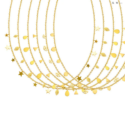 Stylish Simple Waterproof Tarnish Free Geometric Pendant Necklace Stainless Steel Star Oval Leaf Pendant Necklace for Ladies