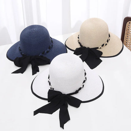 Womens Beach Straw Sun Hat Large Ladies Foldable Packable Floppy Hats With Wide Brim UPF 50 UV Protection Summer Sunhat