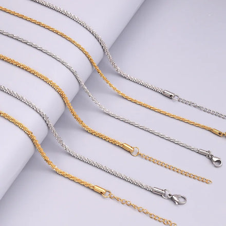 Fashion Stainless Steel Jewelry Necklaces Curb Cuban Snake Chain 18K Gold Plated Stainless Steel Chain Necklace for Women Men