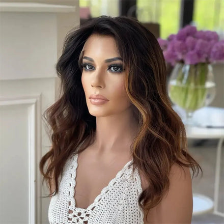 Glueless Lace Front Wigs Human Hair Highlight Brown Popularity Body Wave Natural Wig With Transparent HD Lace