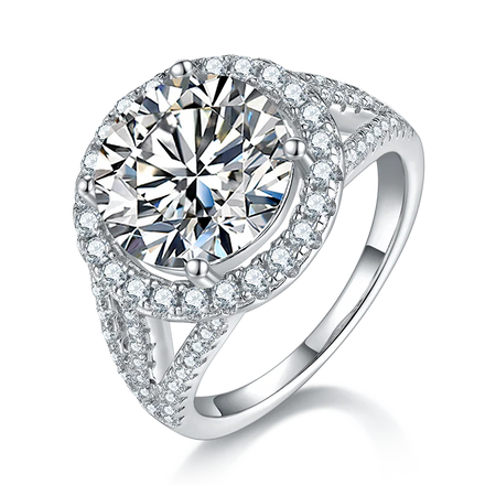 Somen Luxury Jewelry 18k Platinum Plated S925 Sterling Silver Round Cut D Grade 3CT Moissanite Rings for Women Wedding