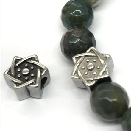BXNK054 Vintage Stainless Steel Fashion Bangles Start Shape Spacer Beads Custom Clasp Spacer Beads