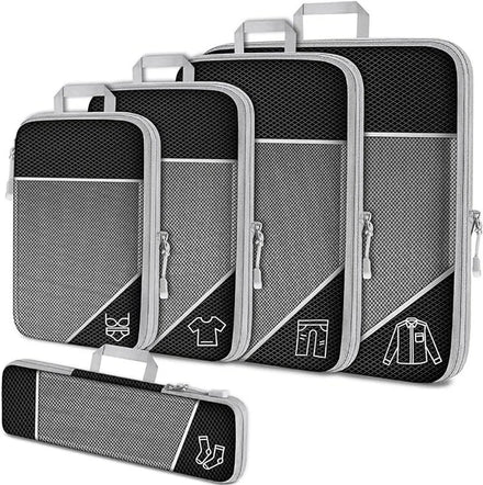 Top Quality 5-in-1 Custom logo Traveling Clothes Pants Socks Underwear Compression Packing Cubes Mesh Storage Bag Family Set