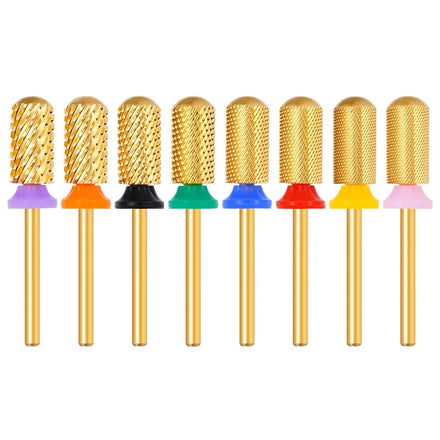Large Barrel Smooth Top Bits Gold Coating YAQIN Customized Carbide Nail Bit Efficient Gel Removal Nail Bit Drill