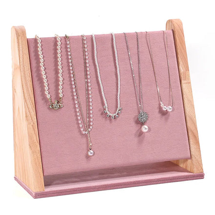 Luxury Velvet Necklace Pendant Bracelet Jewelry Display Stand Real Wooden Frame Factory Direct OEM Service Stock Wholesale