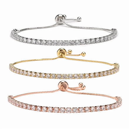 Fashion Jewelry 18k Gold Plated CZ Zircon Adjustable Cubic Zirconia Mom Bracelet for Mothers Day Gift