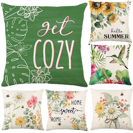 Sunflower Decoration Birds Plants Flower Pillow Cover Comfortable Linen Cushions Cover Custom Pillowcase 2024 Spring Home Decor