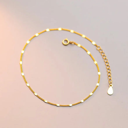 925 Sterling Silver Anklets Chain Anklets for Women 18k Gold Jewelry Summer 2024