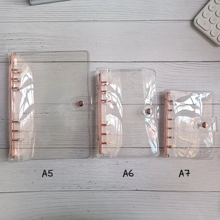Wholesale Refillable 6-Hole Black Pink 6-Ring Clear Budget Planner Cover Cash Savings Challenge Sleeve A5 A6 A7 Soft PVC Binder