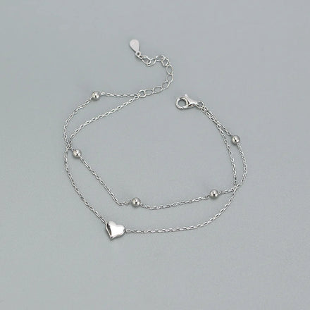Exquisite Heart Love Charms Gold Plated 925 Sterling Silver Bracelet Women Fine Jewelry