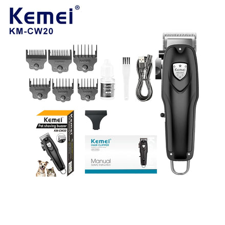 KEMEI Km-CW20 Electric Pet Hair Clipper 8000RPM 2000mAh Cat Hair Grooming Machine 8W USB Charging Dog Nail Trimmer Set Wholesale