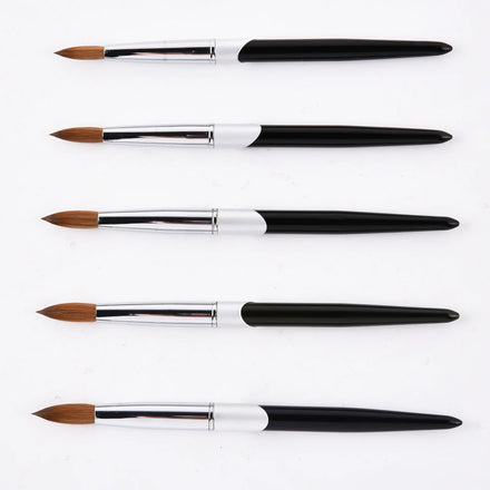 100% Kolinsky Hair Bristles Crimped Shaped Acrylic Nail Brushes Art Manicure Tool Size 8 10 12 14 16