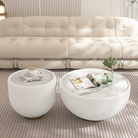 Modern Living Room Table Art Creative Tea Table Nordic Light Luxury Small Apartment Size Combination Round Leather Metal Durable