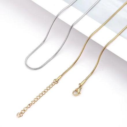 Stainless Steel Round Snake Bone Chain Necklace Gold Silver Plated Stainless Steel Choker