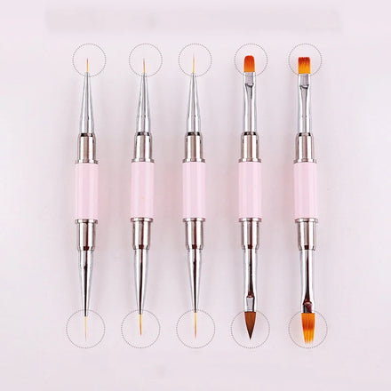 Double Ended Nail Art Design Pen 3D Drawing Tools Stripping Extension Brushes Gel Brush for Nails