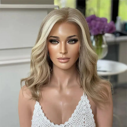 Hot Selling 613 European Hair Lace Front Wigs Body Wave Highlight Ombre Blonde Color Cuticle Aligned Hair Wig