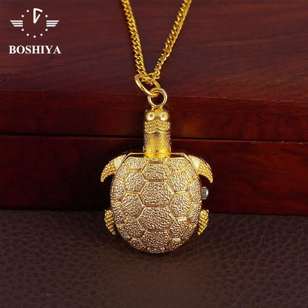 Modern Alloy Small Gold Turtle Japanese Anime Cosplay Antique Quartz Digital Movement Watch Chain