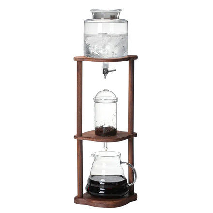 Cold Brew Coffee Maker Ice Coffee Drip Machine with Advanced Slow Drip Technology Borosilicate Glass with Wood Tower