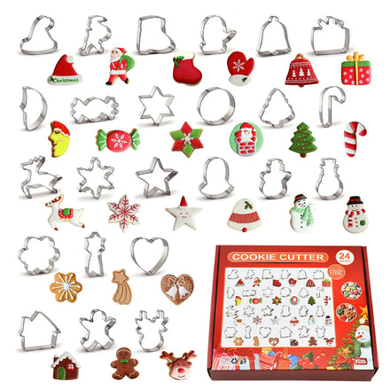 24Pcs Cookie Tools 430 Stainless Steel Christmas 3d Custom Cookie Cutter