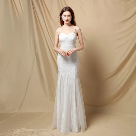 18789# Toasted Bridal Long Strap Thank You Dinner Slim-Fit Dress White