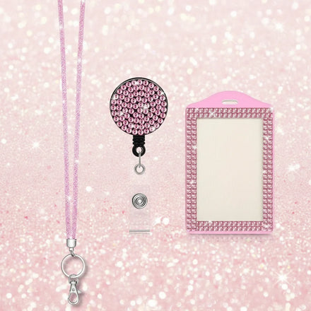 Hot Sale Fashionable Rhinestone Lanyard for Women Retractable ID and Key Holder with Sparkly Crystal Design Durable Metal Clasp