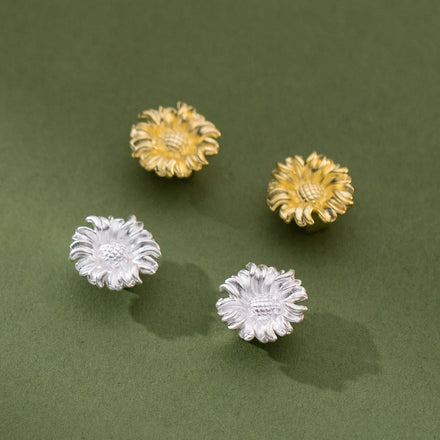 Popular S925 Sterling Silver Sunflower Button for Jewelry Making Accessories Supplies Wholesale