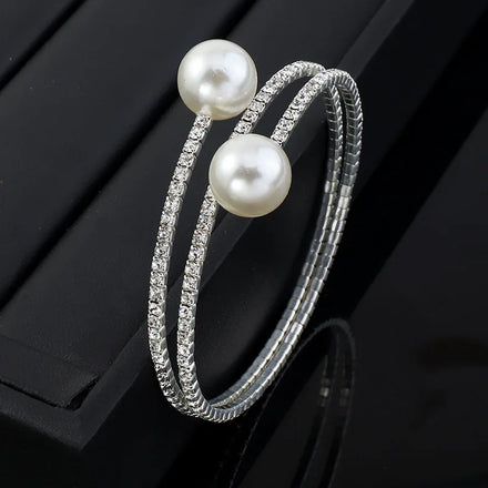 2025 Trendy Temperament Water Diamond Pearl Bracelet Multilayer Pearl Water Diamond Bracelet for Women