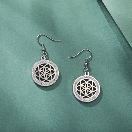 Preserved Flower Zircon Stainless Steel Earrings 18K Gold Fine Jewelry Earrings for Women