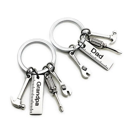 DIY Stainless Steel Key Chain Dad Grandpa Father'S Day Personality Creativity Gift Tool Ruler Screwdriver Keychain